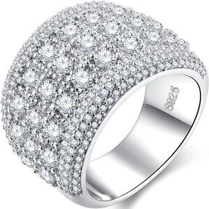 Sterling Silver 925 Pave Zirconium Statement Ring